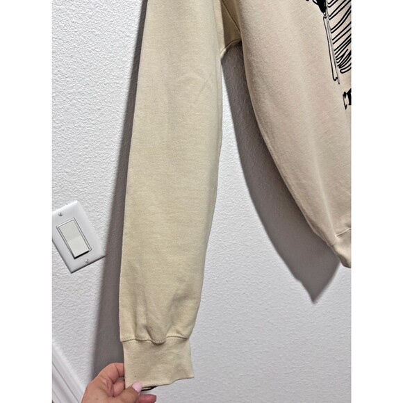 Kittenish Unisex Beige Medium Sweatshirt Cotton 'Barely Awake' Skeleton Print - Picture 2 of 12